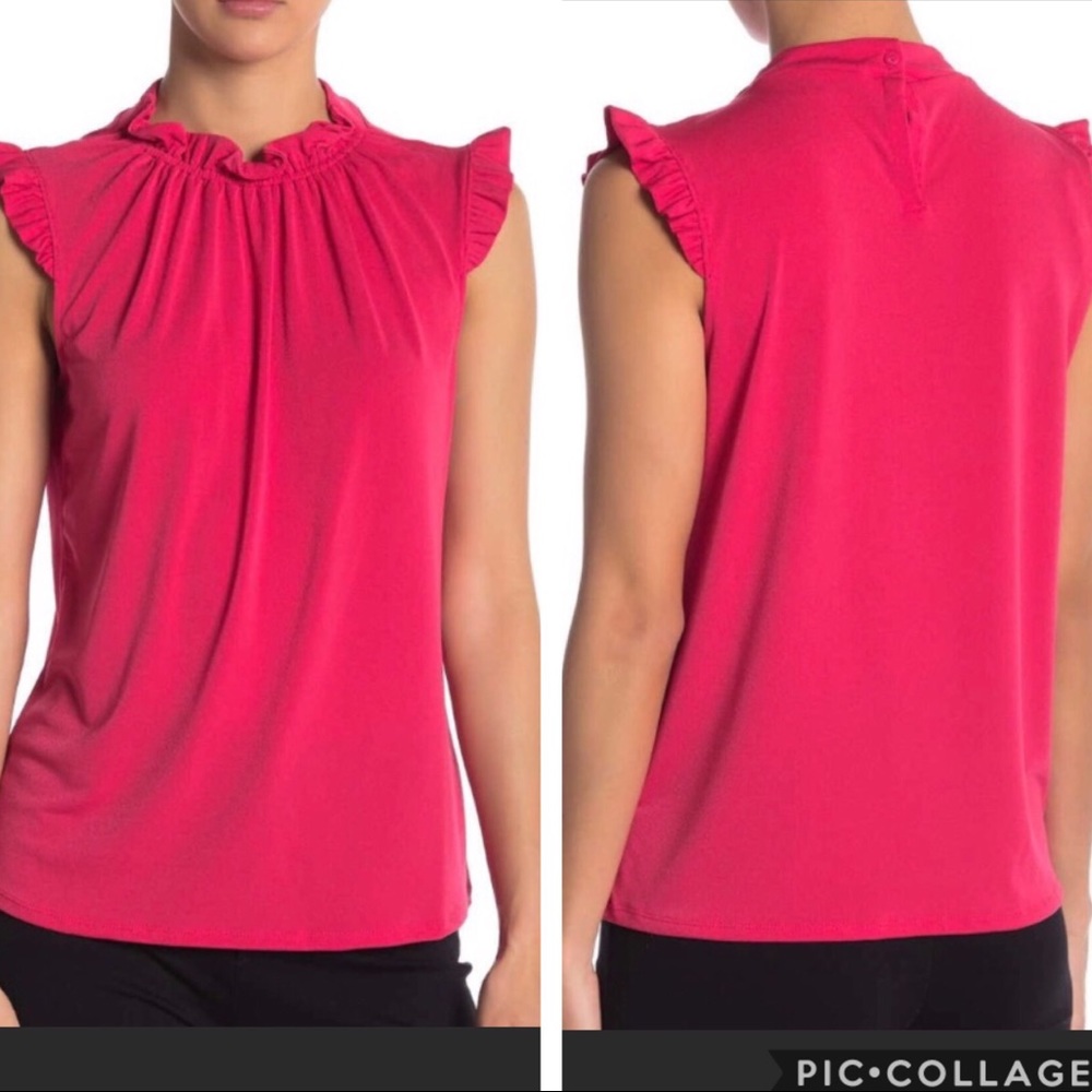 Adrianna Papell ruffle neck and sleeve top